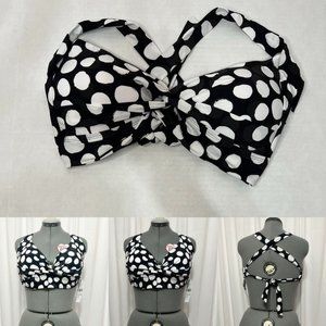 La Blanca NWT Sz 16W V Neck Plus Mod Polka Dot Bikini Top